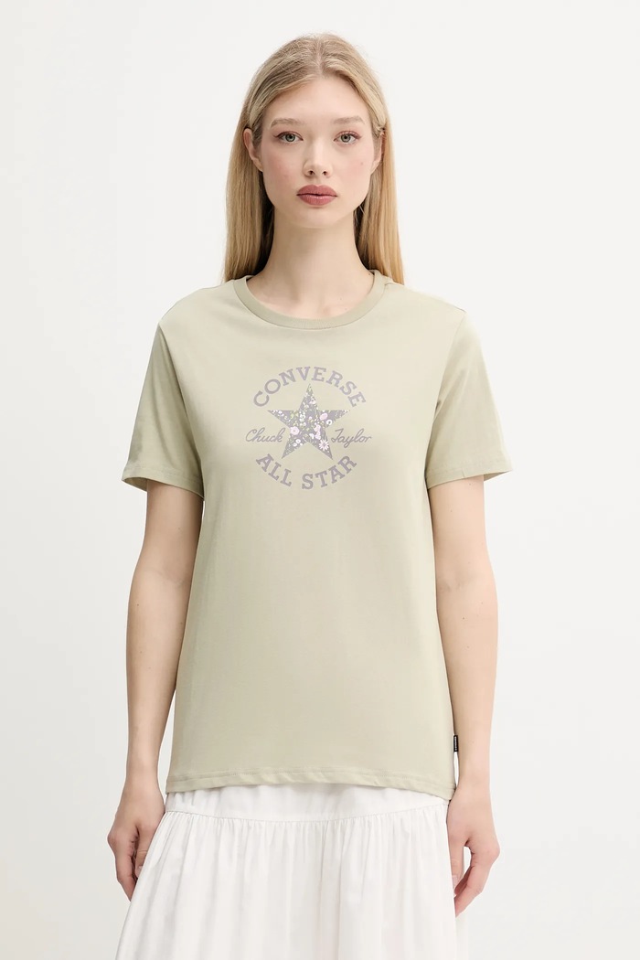 Converse tricou din bumbac print verde 10027751.A04