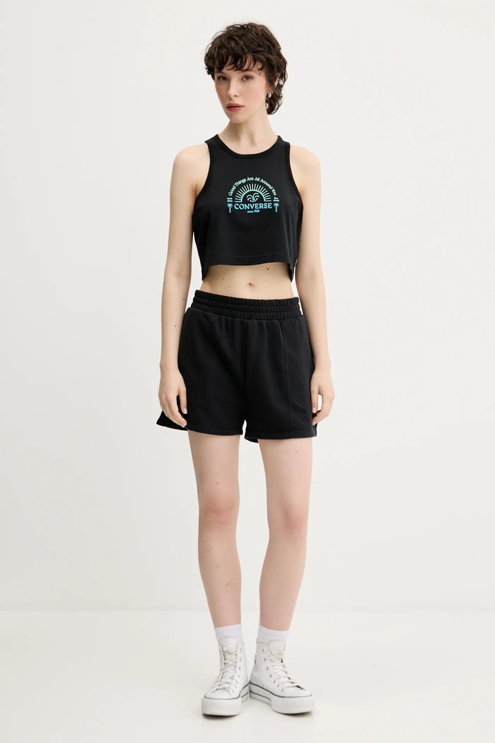 Bavlněný top Converse 10027755.A01 černá SS25