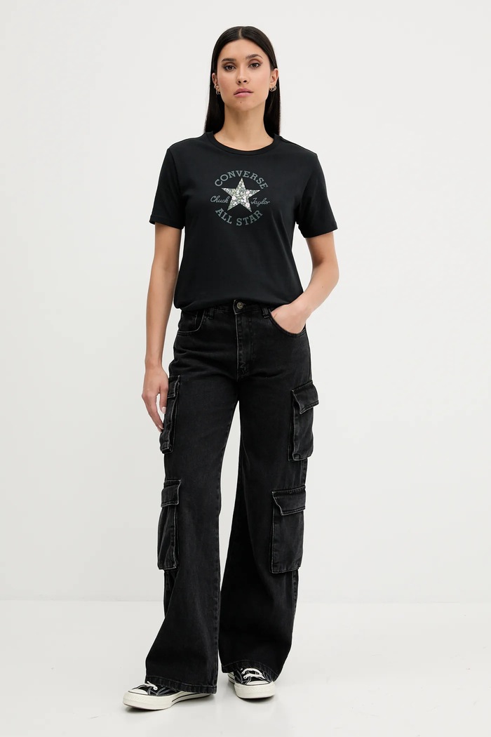 Converse tricou din bumbac 10027751.A02 negru SS25