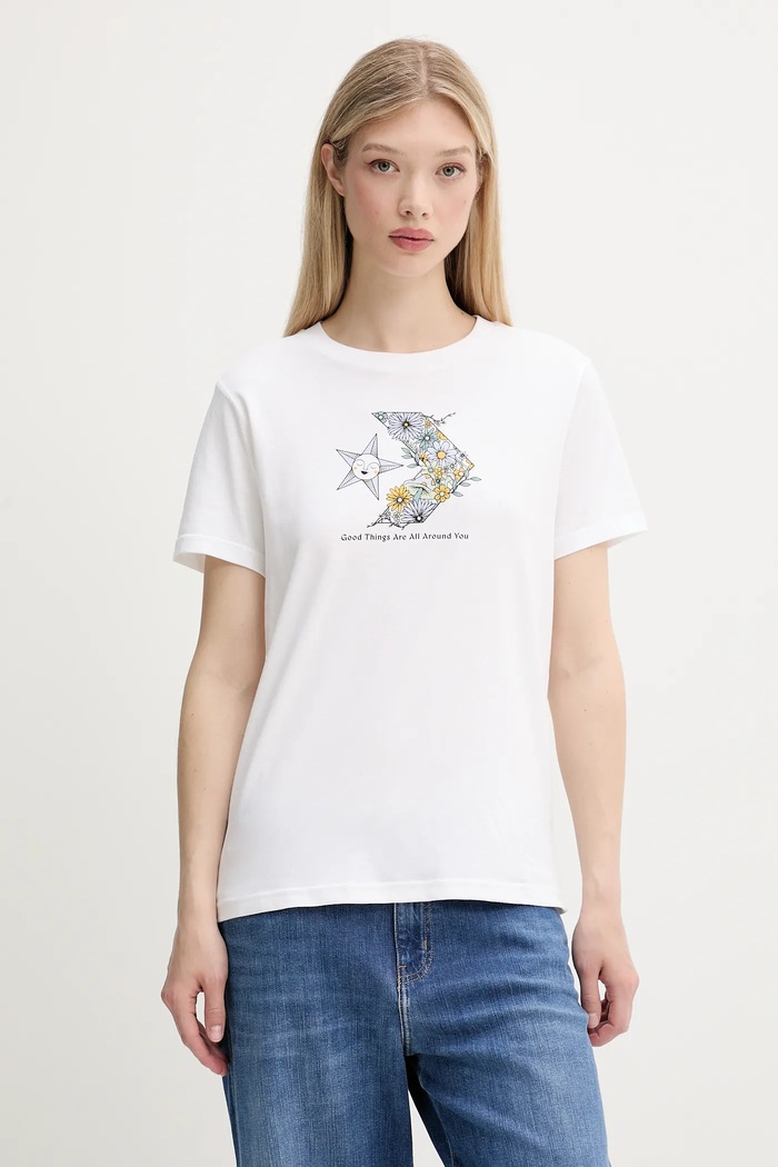Converse tricou din bumbac print alb 10027752.A02