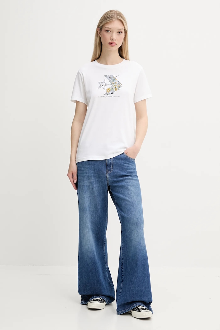 Converse tricou din bumbac 10027752.A02 alb SS25