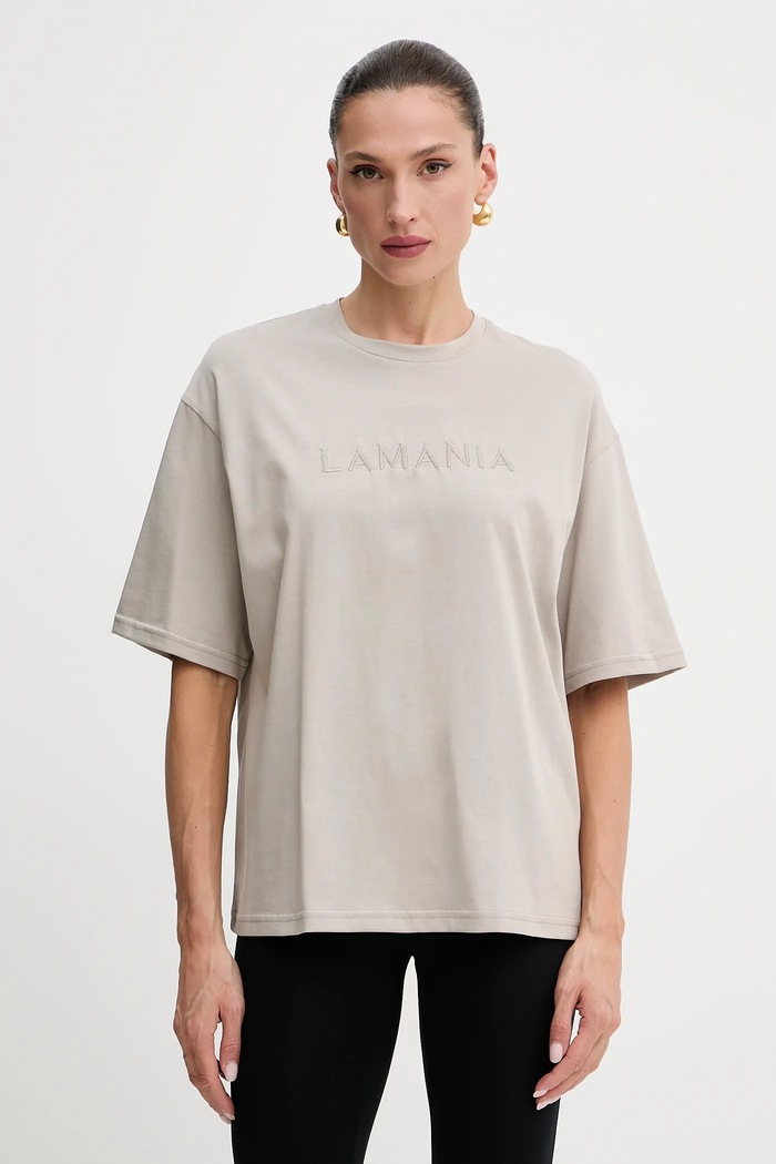 La Mania t-shirt bawełniany bawełna beżowy MELANIE.T.SHIRT