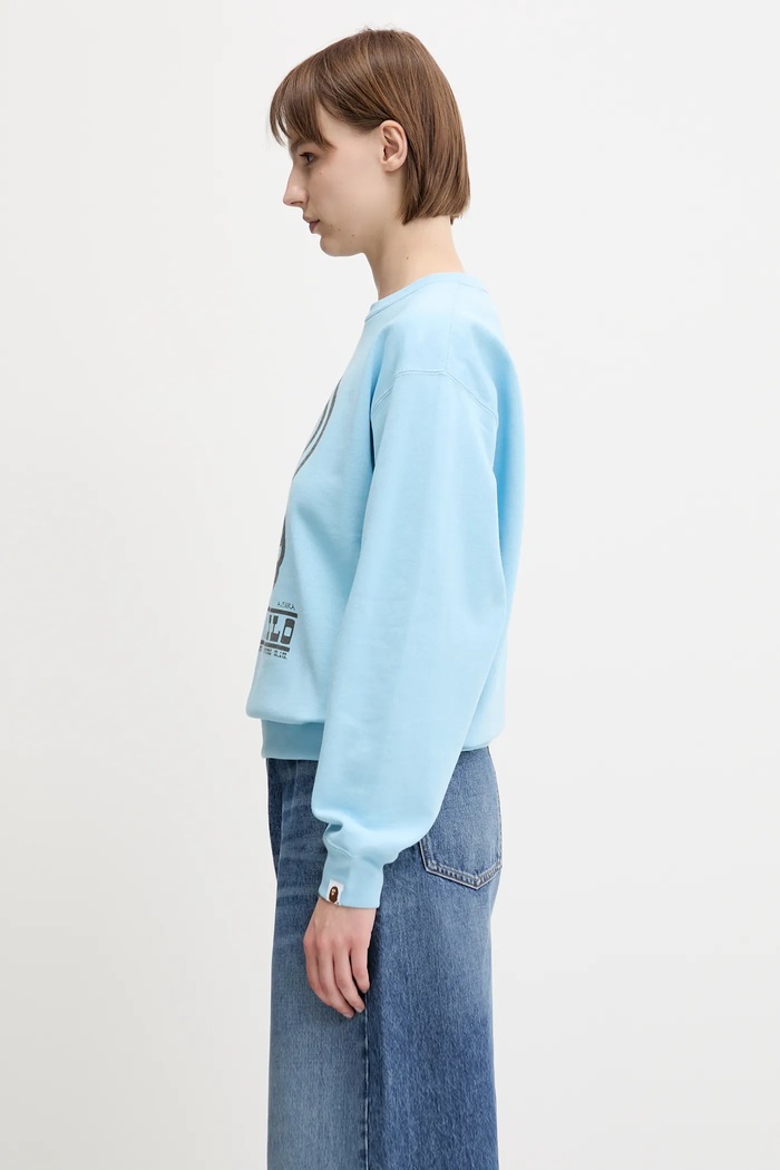 A Bathing Ape bluza bawełniana Baby Milo Volume Sleeve Crewneck 2L30213005 niebieski SS25