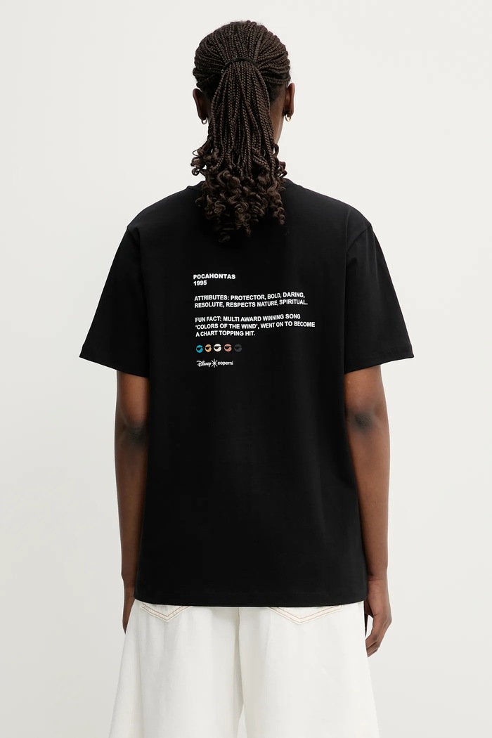 Coperni x Disney t-shirt bawełniany Pocahontas nadruk czarny DJS03F5036POC