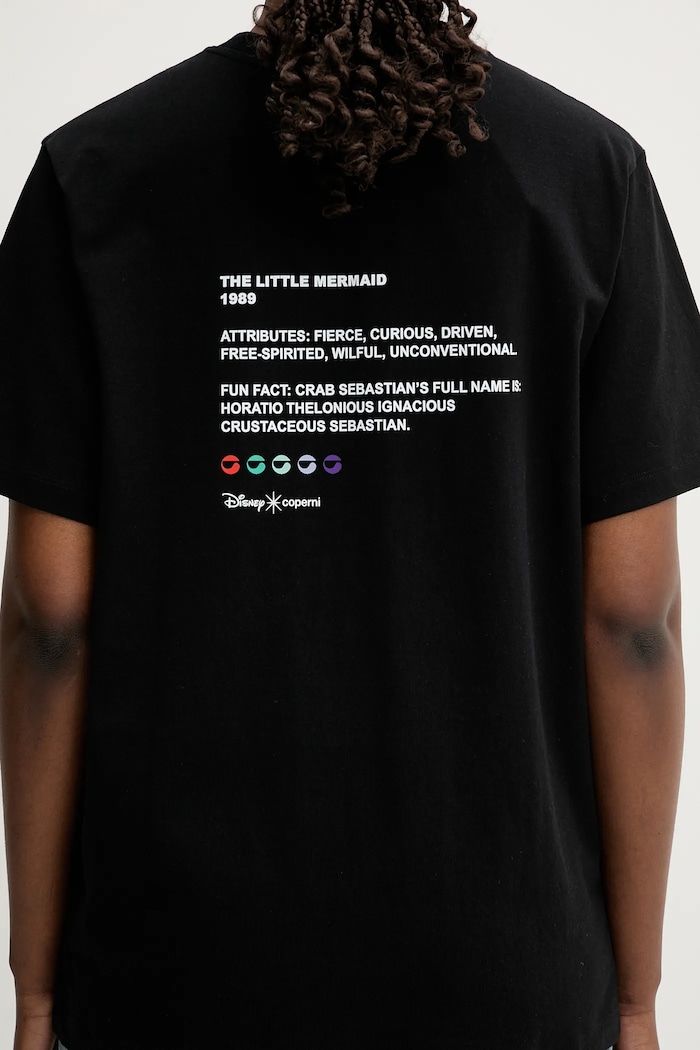 Coperni x Disney Ariel tricou din bumbac negru DJS03F5036ARI