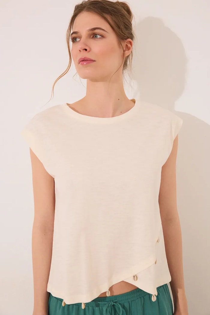 Pamučna majica women'secret bez uzorka bež 3279707