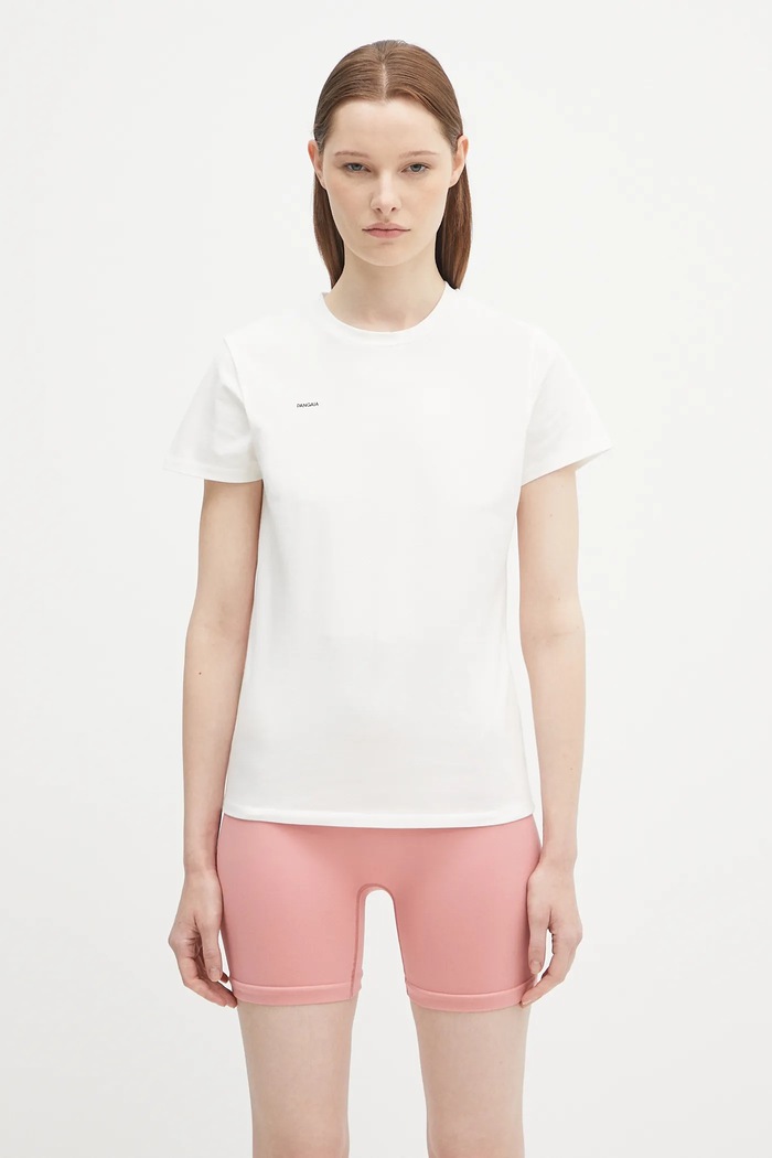 Pangaia tricou Cotton-Stretch T-shirt uni alb 10002430