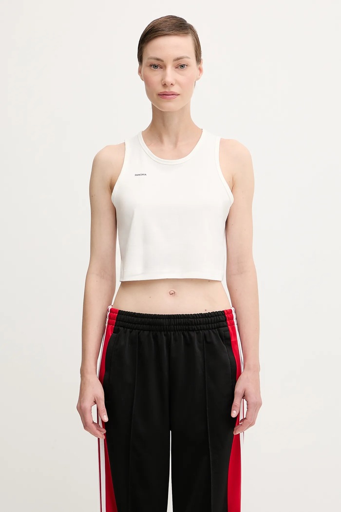 Pangaia top Cotton-Stretch Tank Top plain white 10002428