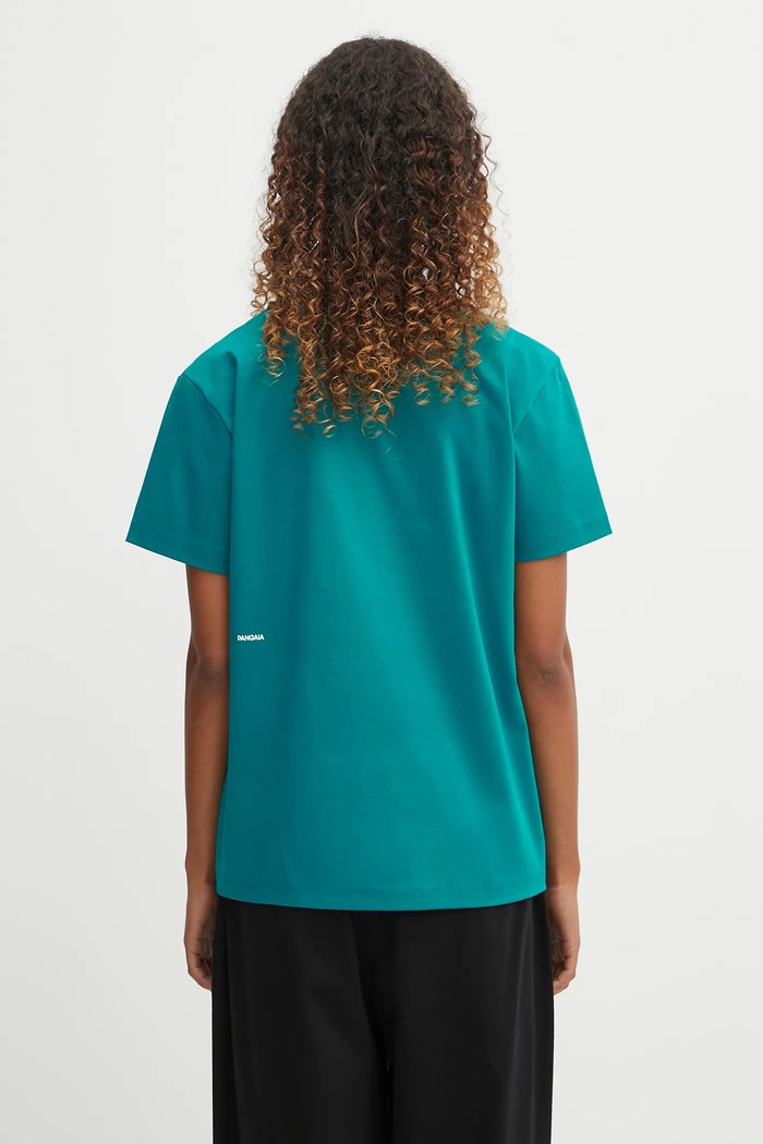 Ρούχα Βαμβακερό μπλουζάκι Pangaia DNA Interlock T-Shirt 10002573 τιρκουάζ