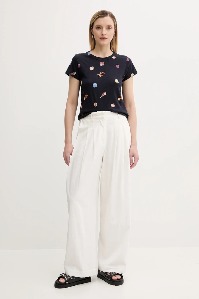 Bavlněné tričko Rag & Bone WCC25PT016CH16 námořnická modř SS25