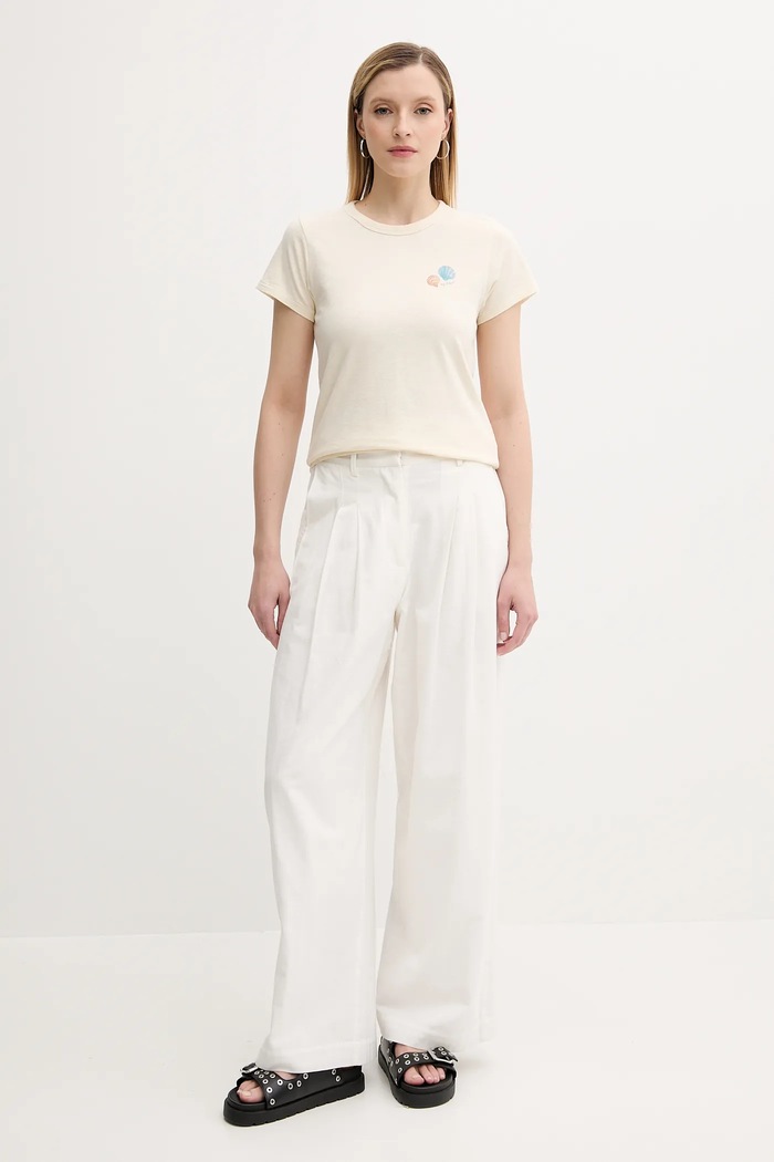 Bavlněné tričko Rag & Bone WCC25PT030MS31 béžová SS25