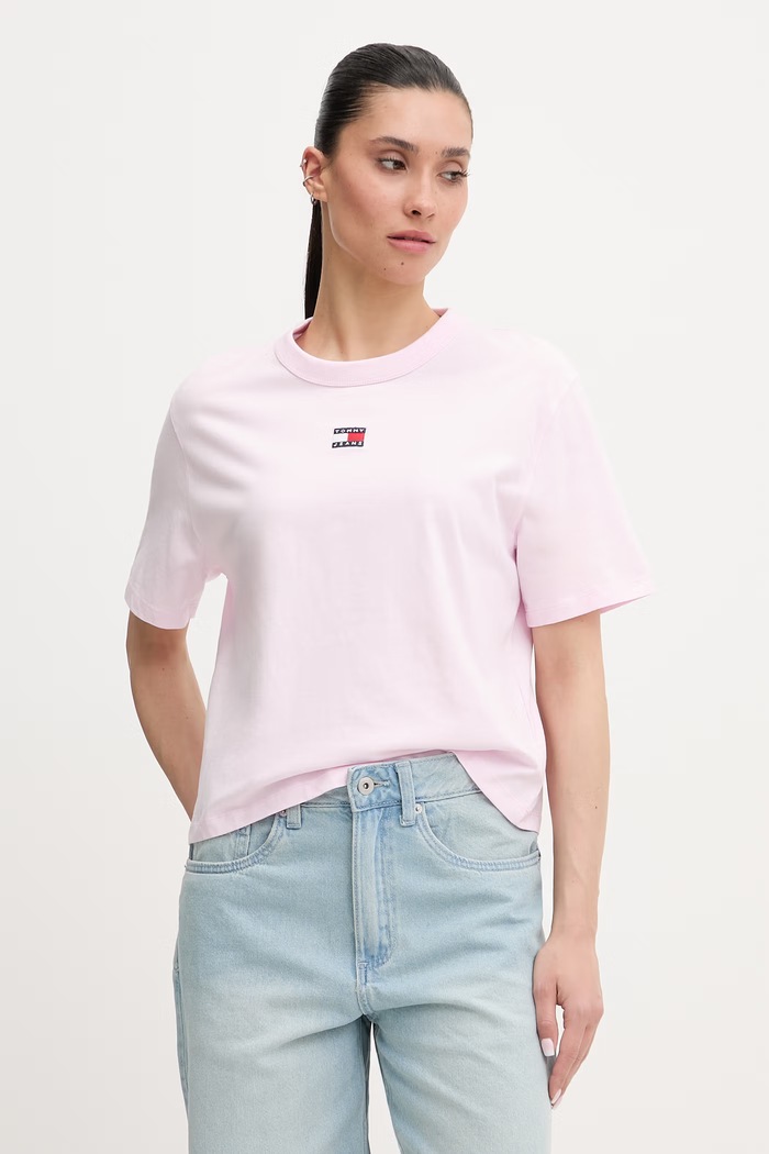 Tommy Jeans tričko bavlnené ružová DW0DW22202