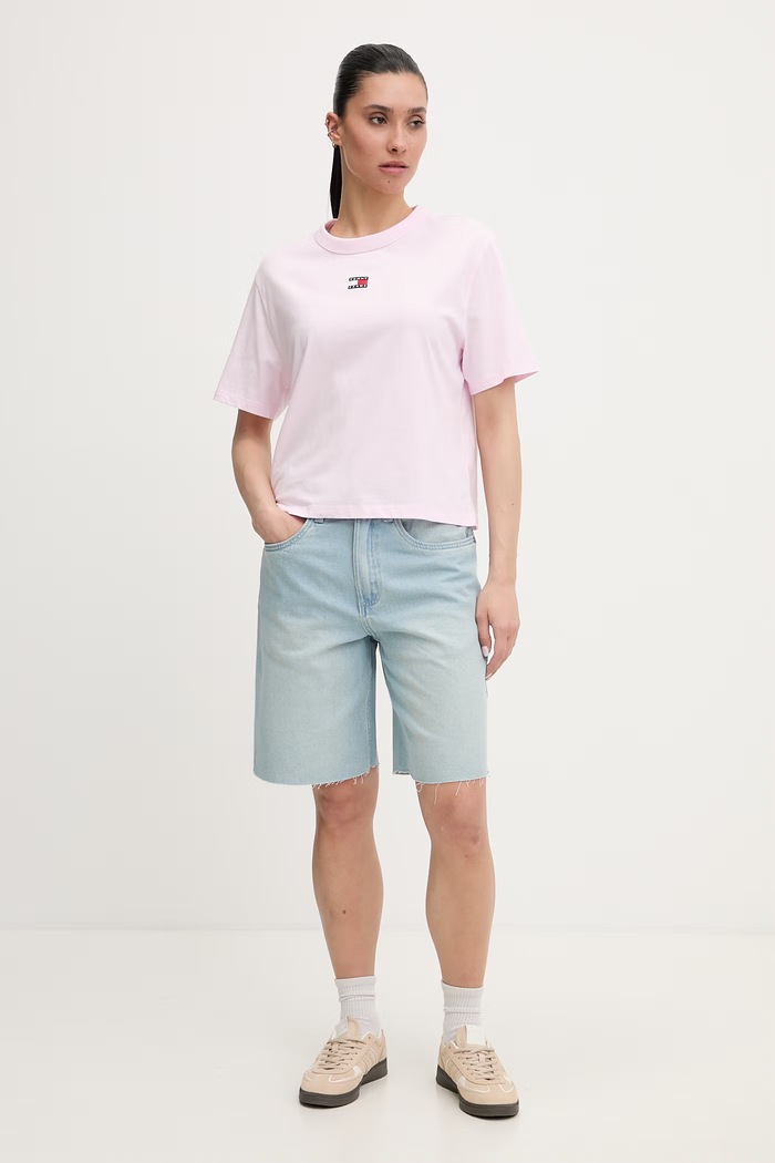 Tommy Jeans tričko bavlnené DW0DW22202 ružová SS26