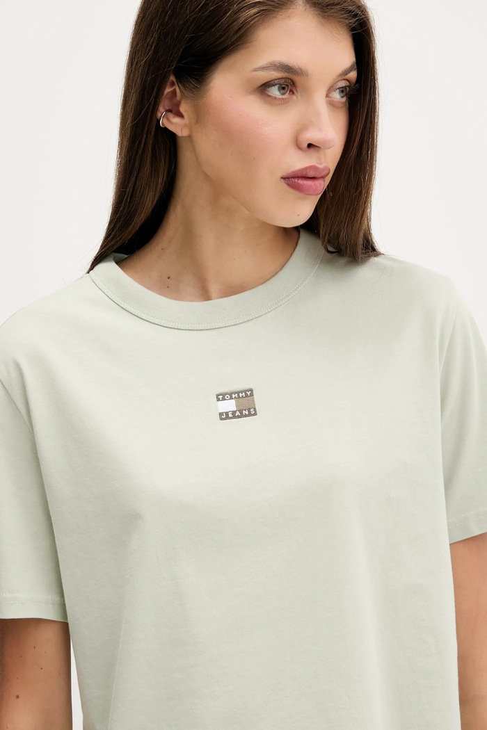 Tommy Jeans t-shirt βαμβακερό πράσινο DW0DW22202