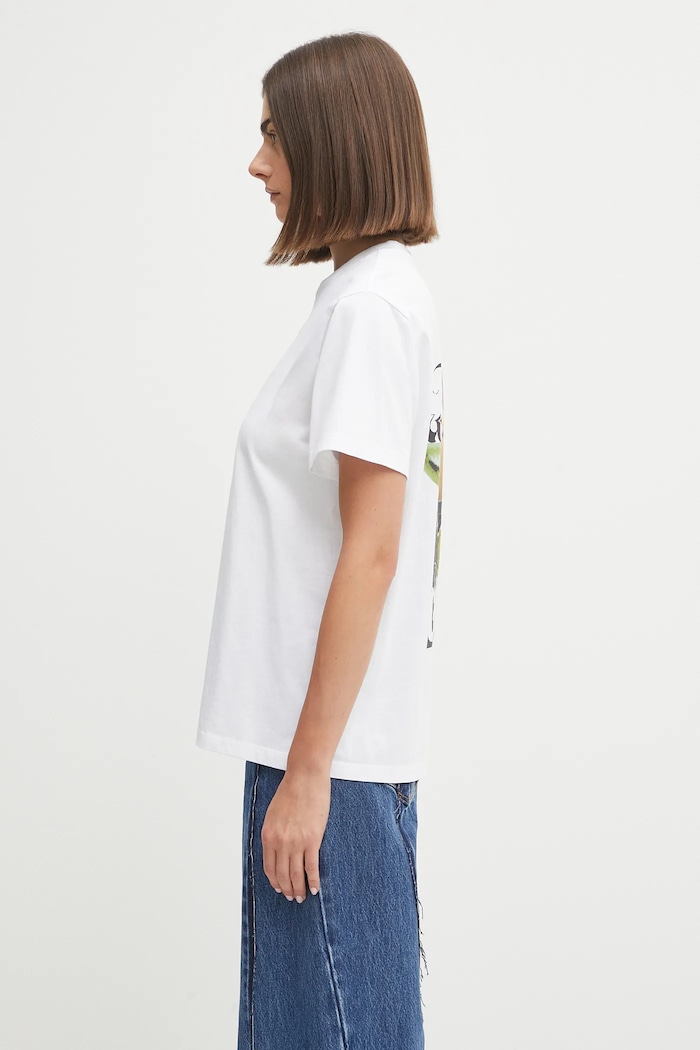 GANNI t-shirt bawełniany Basic Jersey Collage Relaxed T4157 biały AW25