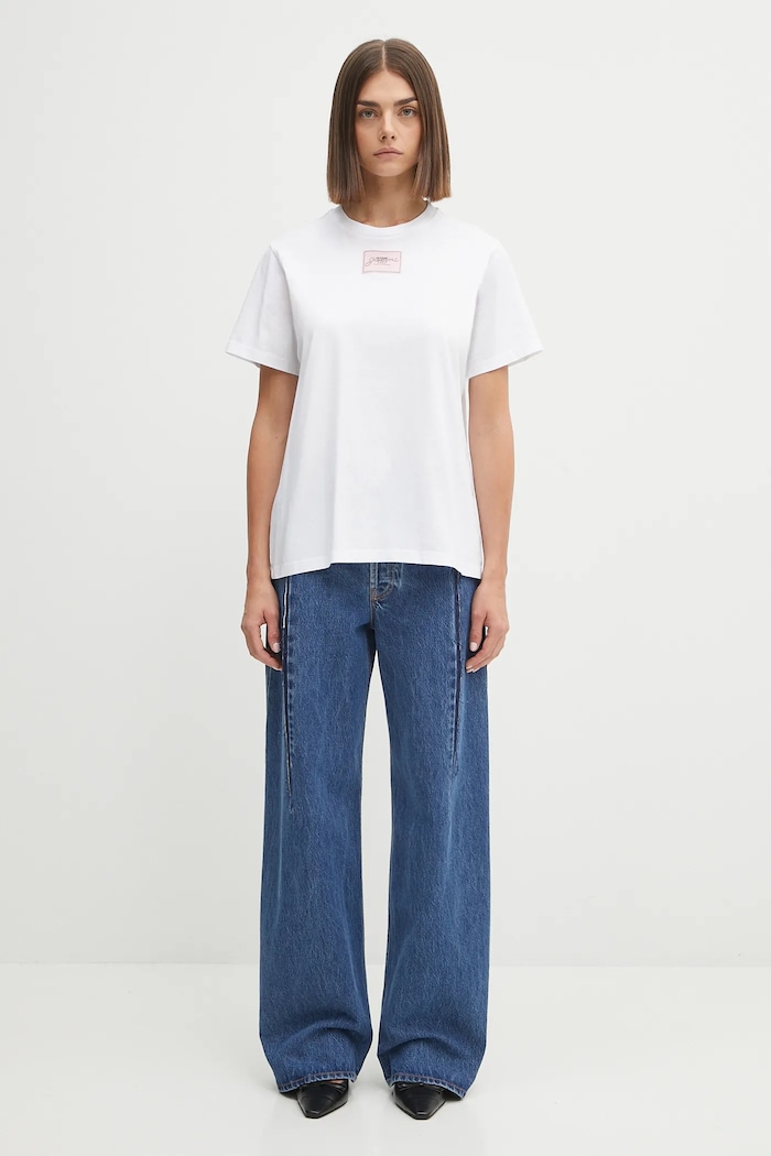 GANNI t-shirt bawełniany Basic Jersey Collage Relaxed T4157 biały