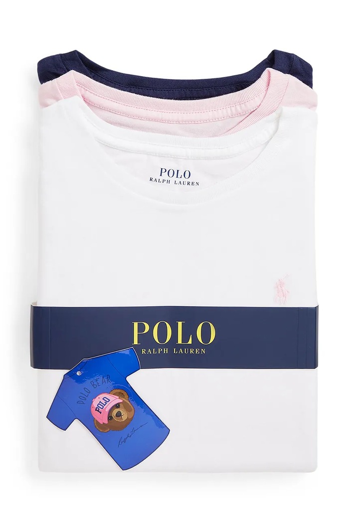 Polo Ralph Lauren t-shirt bawełniany dziecięcy 3-pack 313902553004 różowy SS25