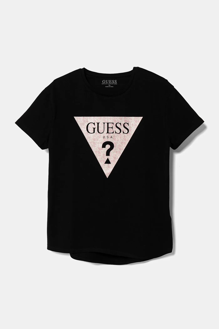 Guess t-shirt dziecięcy z elastanem czarny J5RI18.K6YW4.PPYA