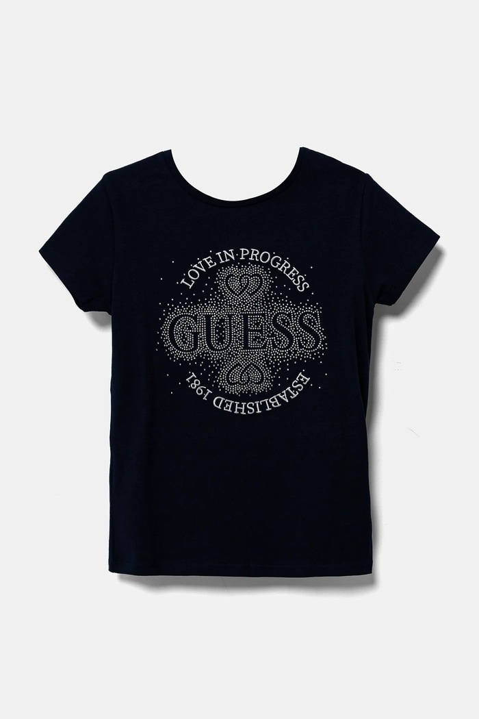 Dětské tričko Guess s elastanem námořnická modř J5RI36.K6YW4.PPYA