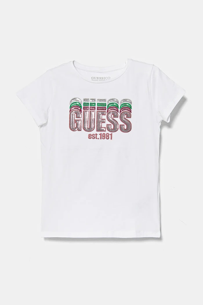 Παιδικό μπλουζάκι Guess απλικέ λευκό K5RI17.K6YW4.PPYA