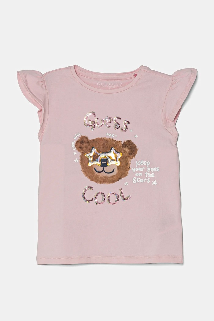 Dětské tričko Guess s elastanem růžová K5RI18.K6YW4.PPYA