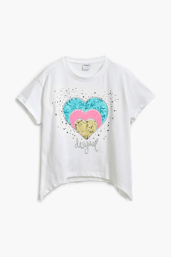 Detské bavlnené tričko Desigual 25SGTK01 biela SS25