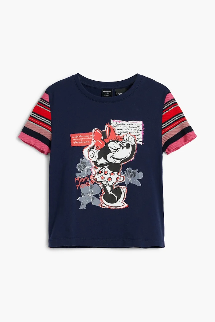 Detské bavlnené tričko Desigual x Disney 25SGTK20 tmavomodrá SS25