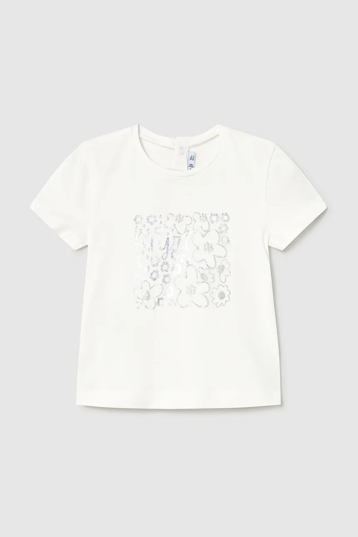Mayoral t-shirt dziecięcy nadruk beżowy 105.4G.Baby.PPYA