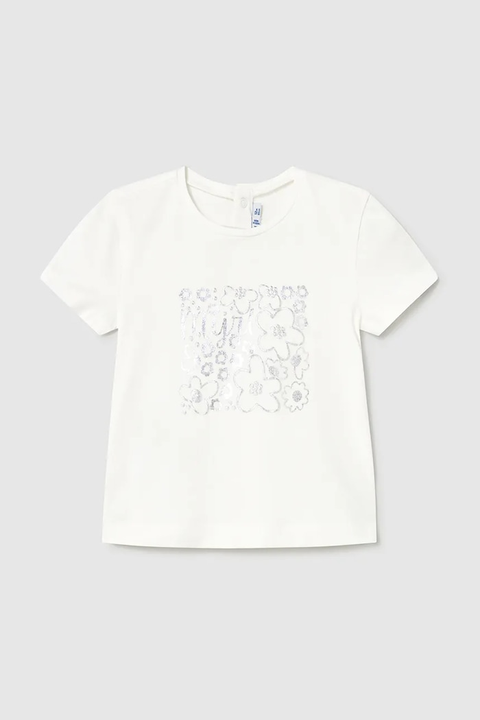 Mayoral t-shirt dziecięcy nadruk beżowy 105.4G.Baby.PPYA