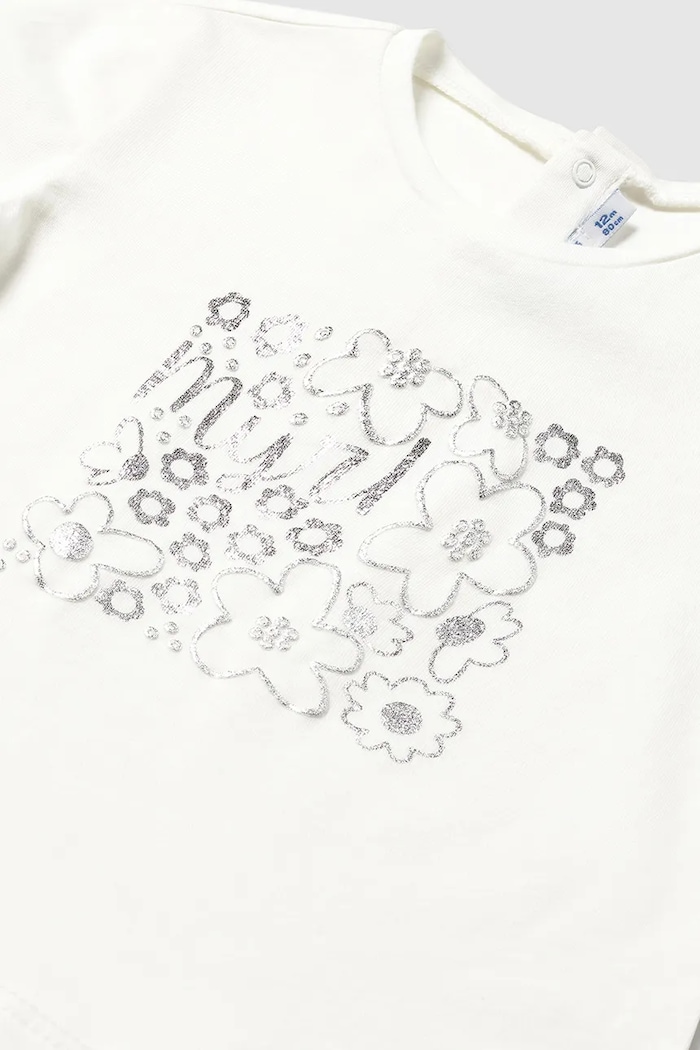 Dziewczynka Mayoral t-shirt dziecięcy 105.4G.Baby.PPYA beżowy
