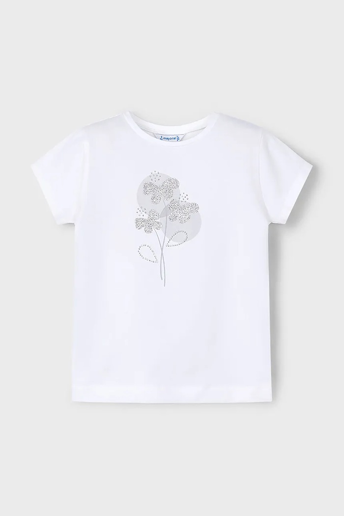 Mayoral t-shirt dziecięcy 174.6E.Mini.PPYA biały SS25