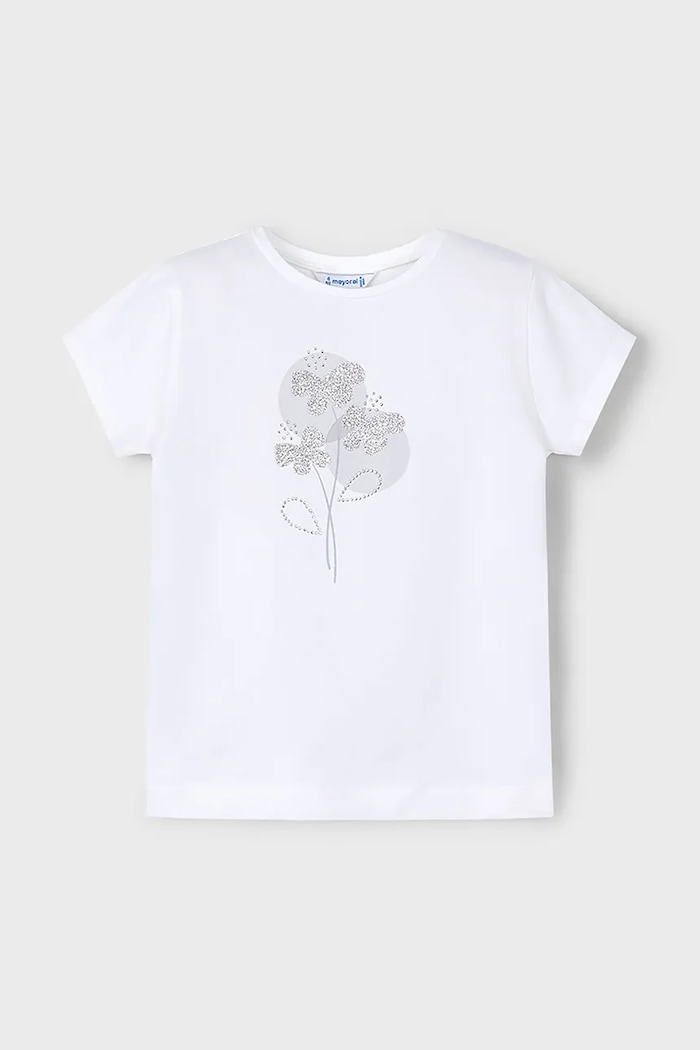 Mayoral t-shirt dziecięcy 174.6E.Mini.PPYA biały SS25