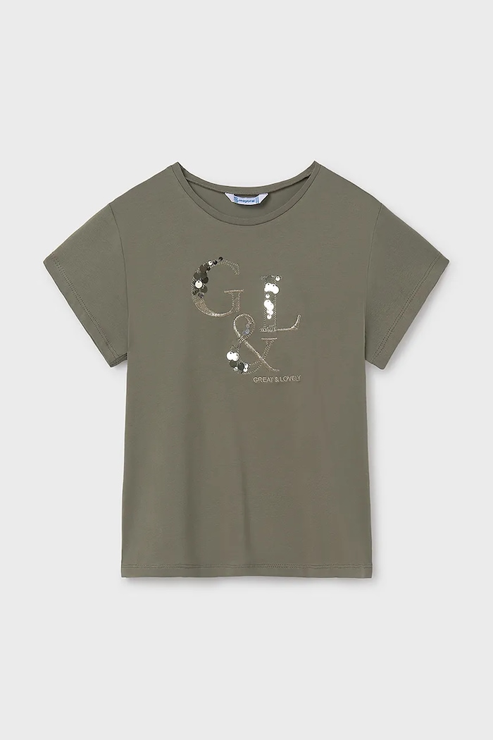 Mayoral t-shirt dziecięcy z elastanem zielony 854.8C.Junior.PPYA