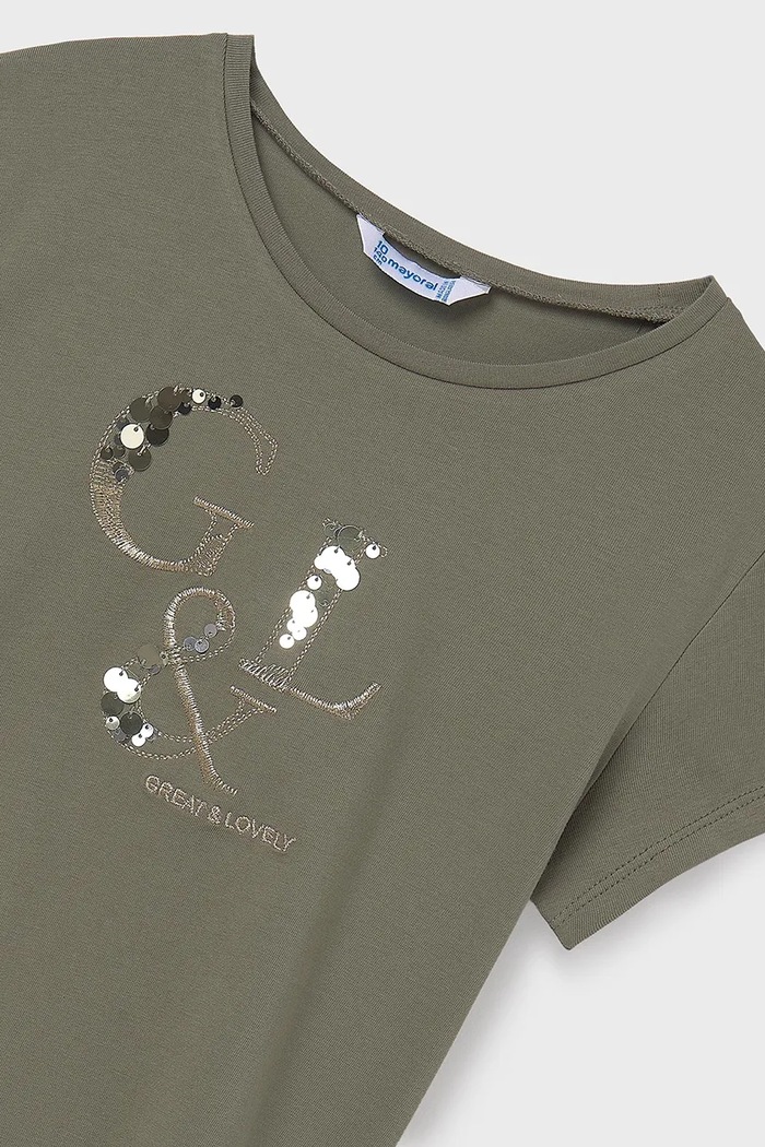 Dziewczynka Mayoral t-shirt dziecięcy 854.8C.Junior.PPYA zielony
