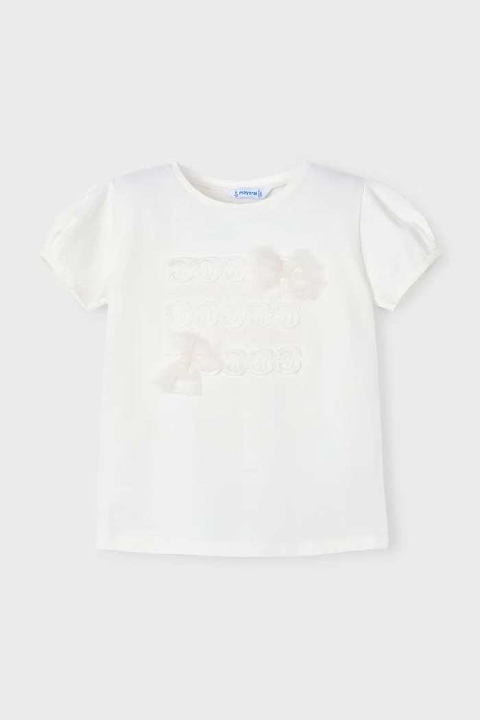 Mayoral T-shirt dziecięcy 3001.6A.Mini.PPYA beżowy SS25