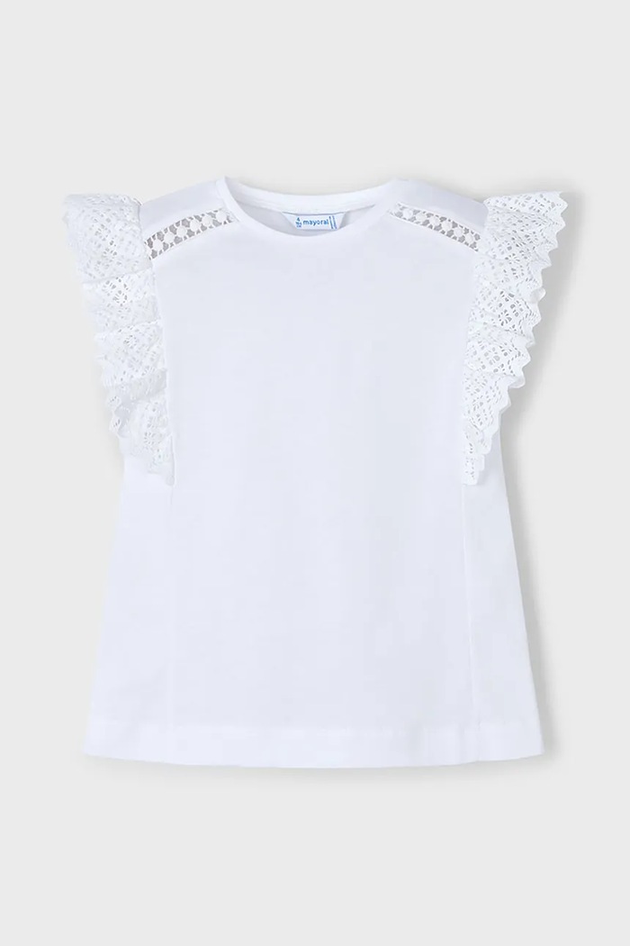 Mayoral t-shirt bawełniany dziecięcy 3010.6J.Mini.PPYA biały SS25