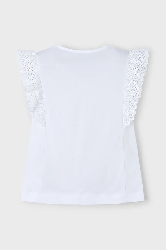 Dziewczynka Mayoral t-shirt bawełniany dziecięcy 3010.6J.Mini.PPYA biały