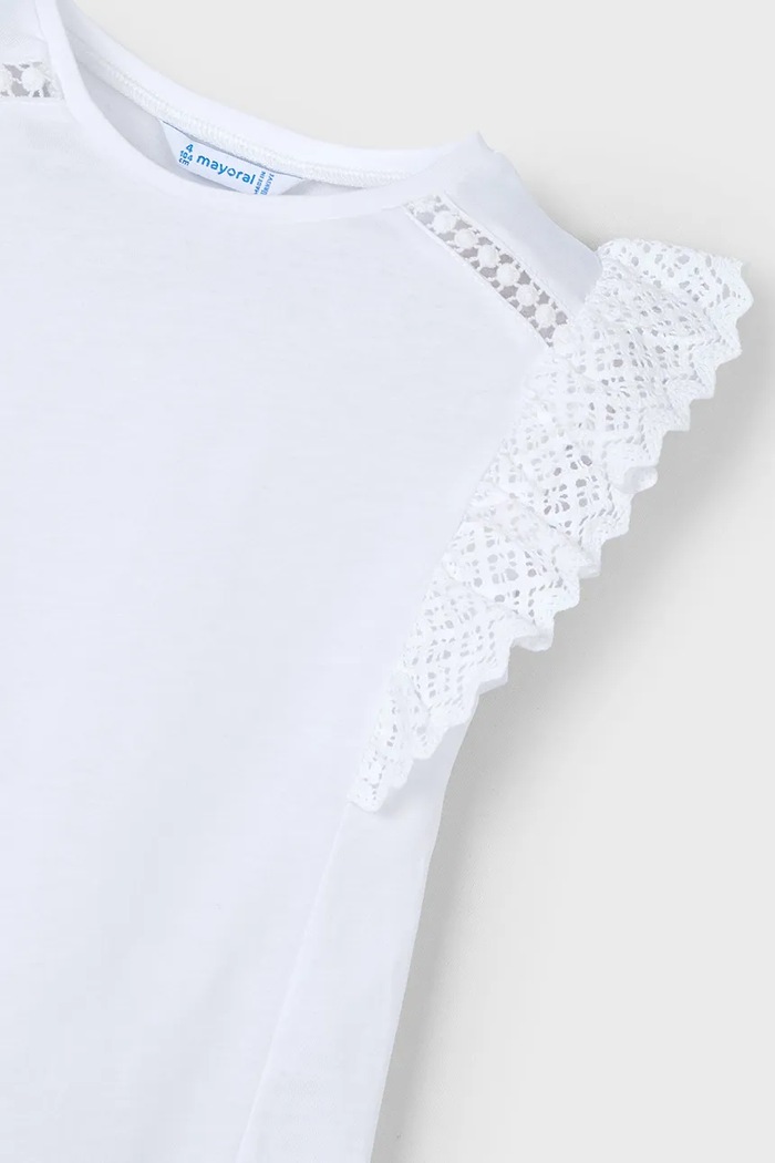 Mayoral t-shirt bawełniany dziecięcy biały 3010.6J.Mini.PPYA