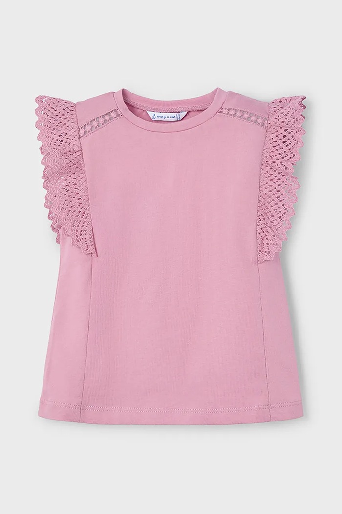 Mayoral t-shirt bawełniany dziecięcy bawełna różowy 3010.6J.Mini.PPYA