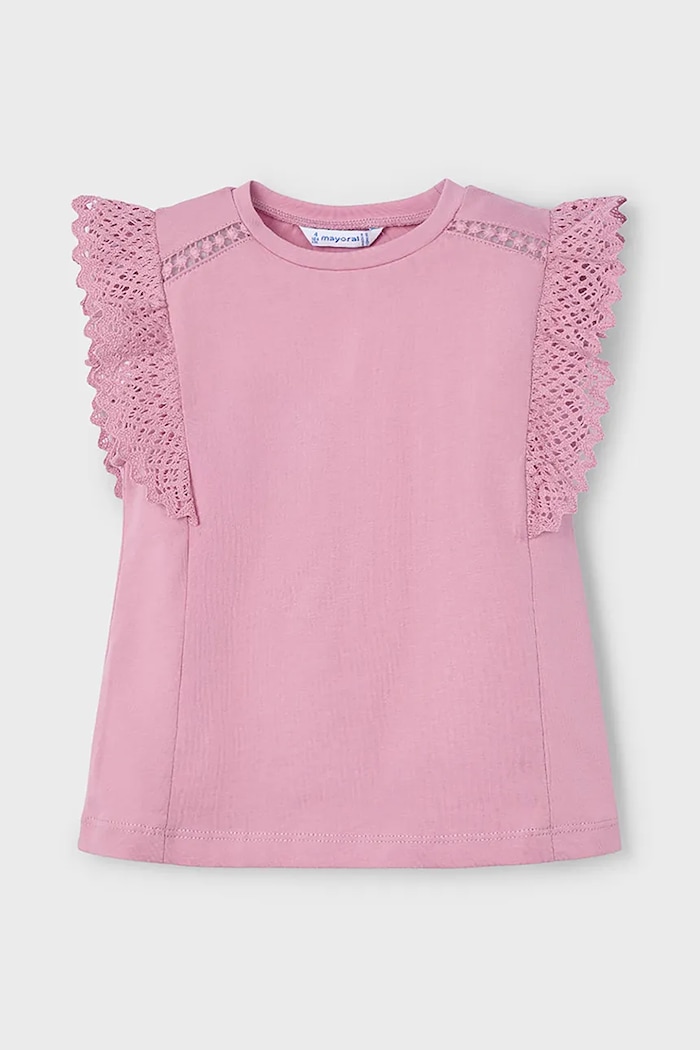 Mayoral t-shirt bawełniany dziecięcy bawełna różowy 3010.6J.Mini.PPYA