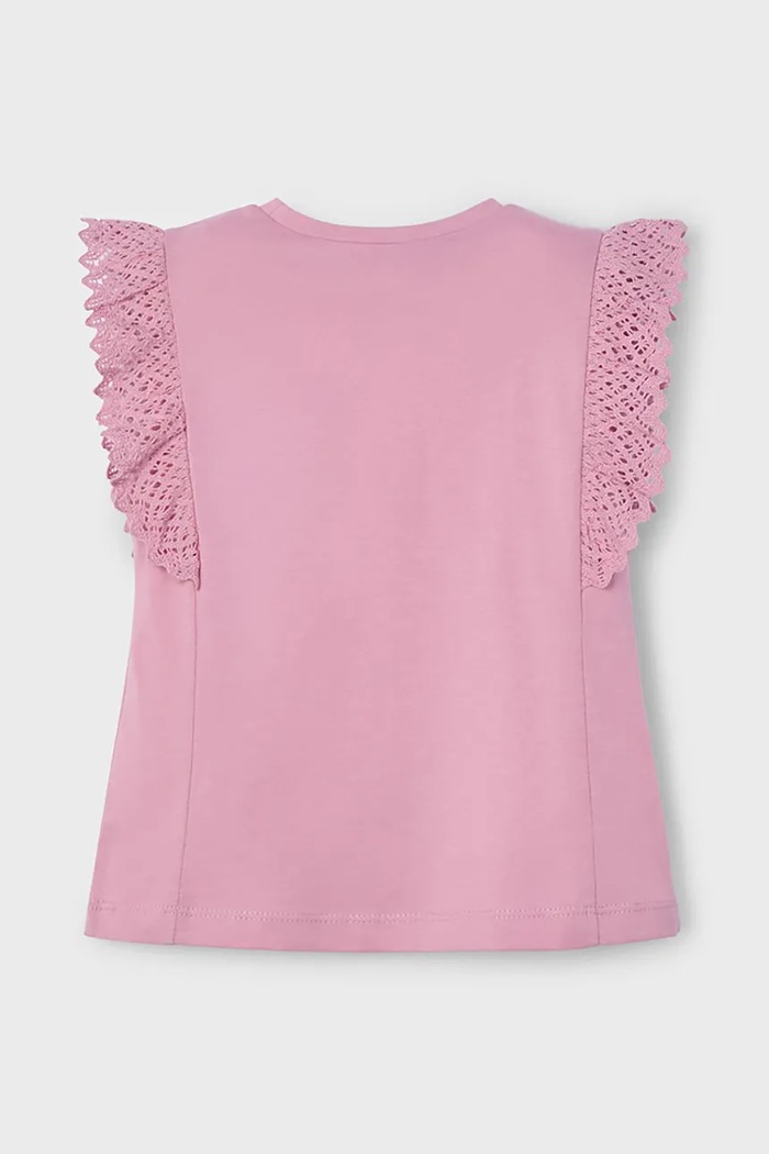 Mayoral t-shirt bawełniany dziecięcy 3010.6J.Mini.PPYA różowy SS25