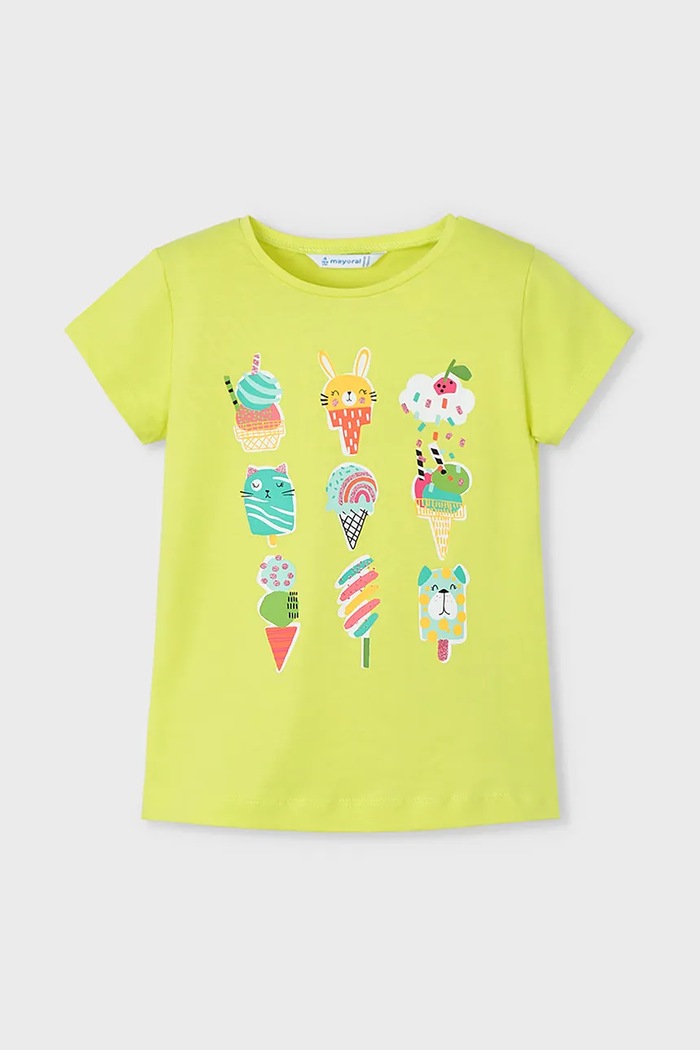 Mayoral t-shirt bawełniany dziecięcy nadruk zielony 3014.6R.Mini.PPYA
