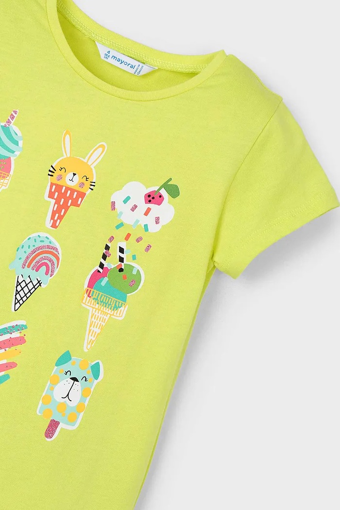 Dziewczynka Mayoral t-shirt bawełniany dziecięcy 3014.6R.Mini.PPYA zielony