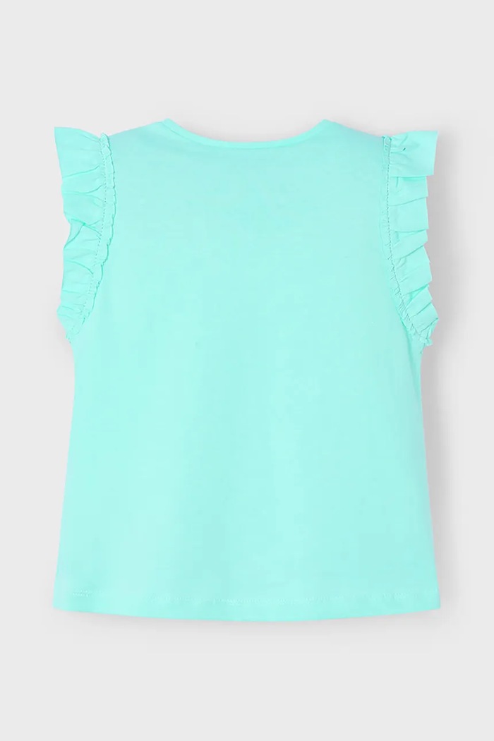 Mayoral t-shirt bawełniany dziecięcy 3020.6L.Mini.PPYA turkusowy SS25