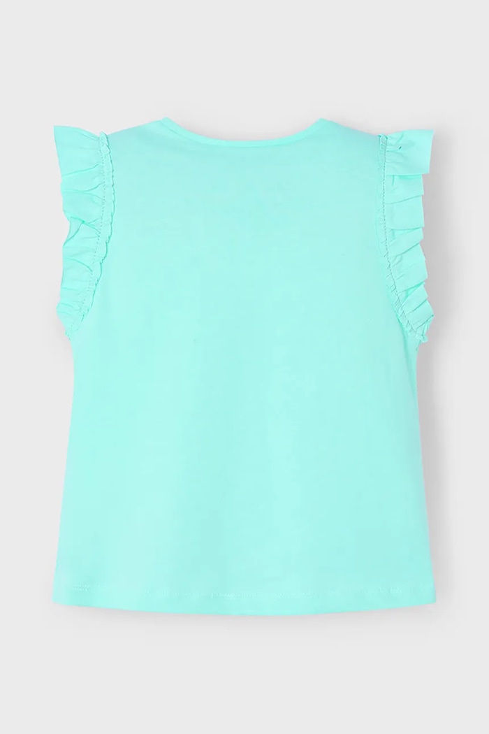 Mayoral t-shirt bawełniany dziecięcy 3020.6L.Mini.PPYA turkusowy SS25