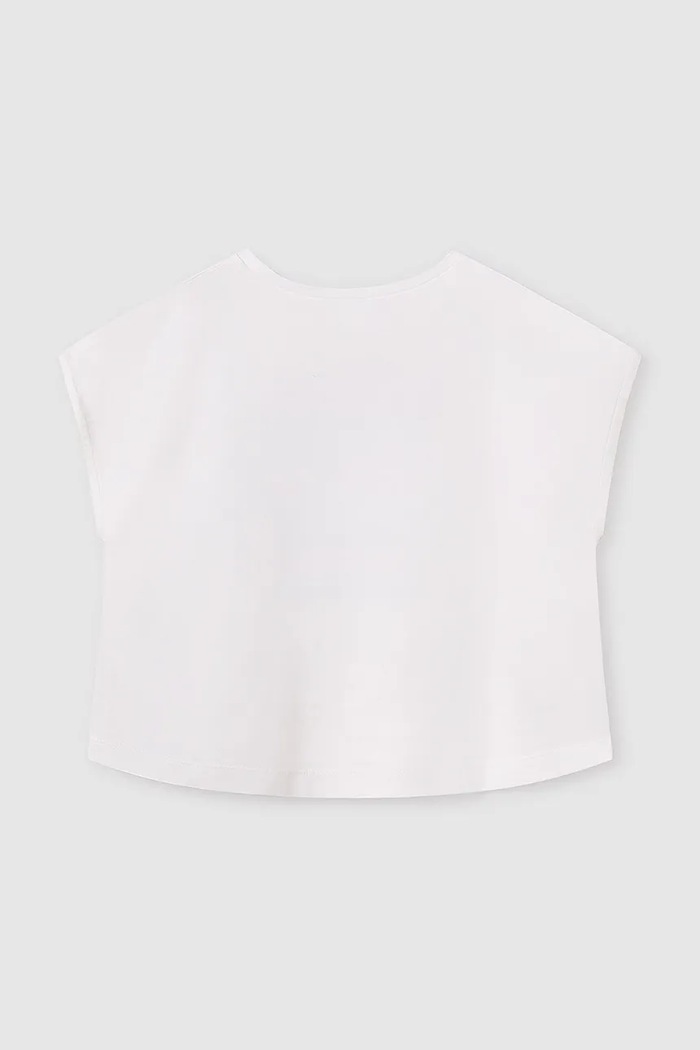 Mayoral t-shirt bawełniany dziecięcy 6026.8E.Junior.PPYA fioletowy SS25