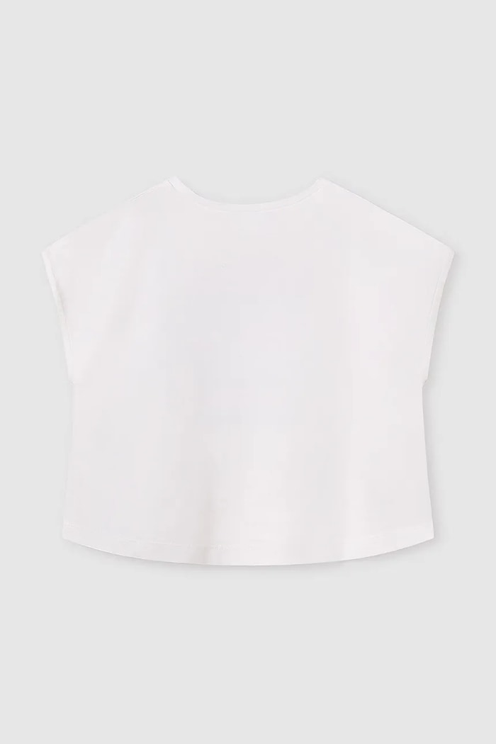 Mayoral t-shirt bawełniany dziecięcy 6026.8E.Junior.PPYA fioletowy SS25