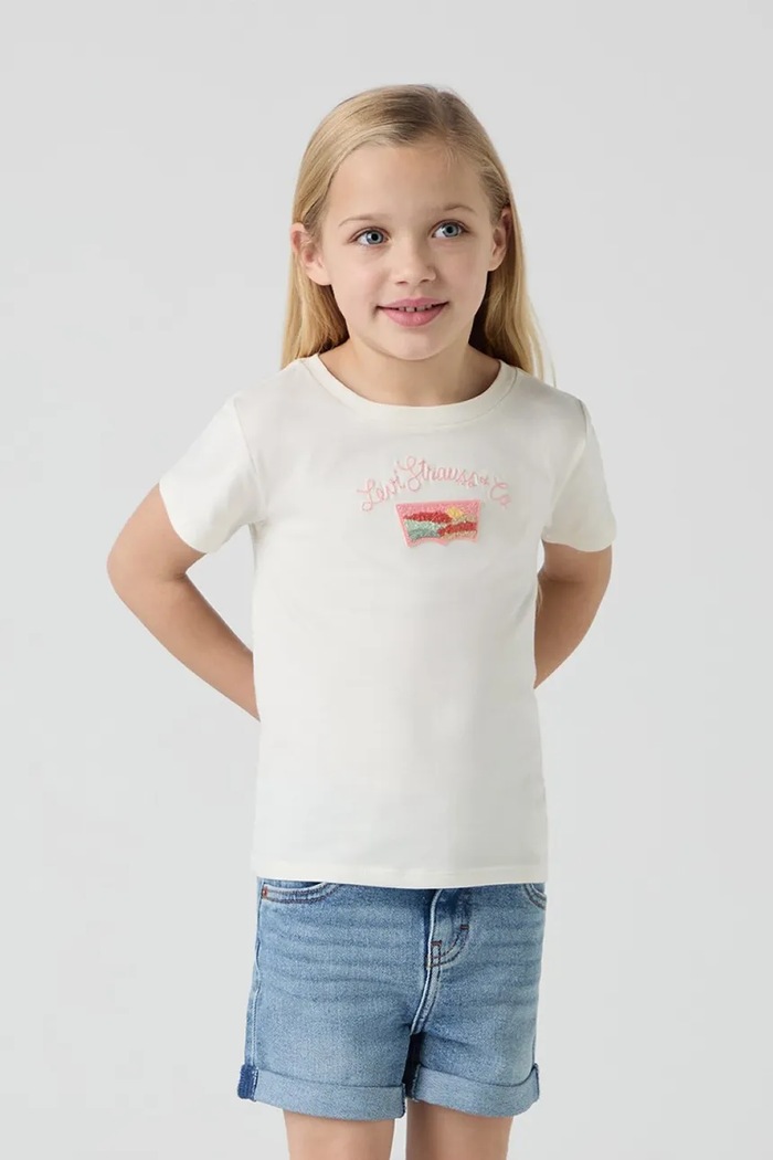 Dječja majica kratkih rukava Levi's SS DESERT BATWING TEE okrugli bež 3EM161