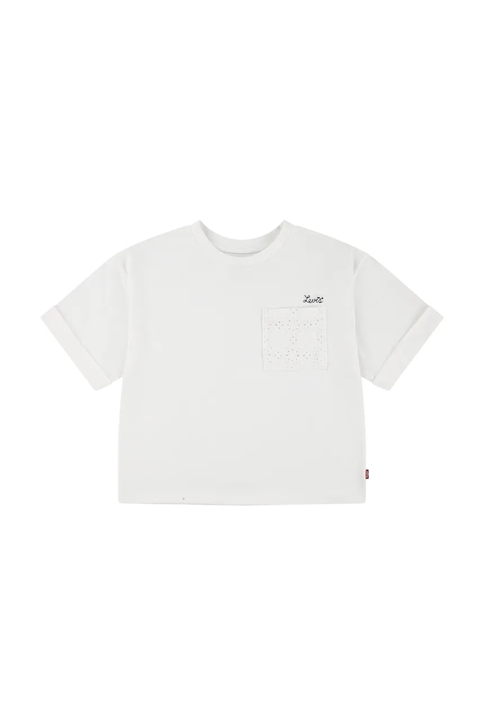 Dětské tričko Levi's ROLL CUFF MEET AND GREET T kulatý bílá 4EM166
