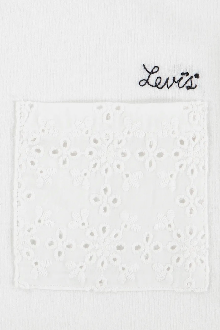 DÍVKA Dětské tričko Levi's ROLL CUFF MEET AND GREET T 4EM166 bílá